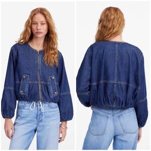 Madewell Blue Denim Women's balloon bomber jacket